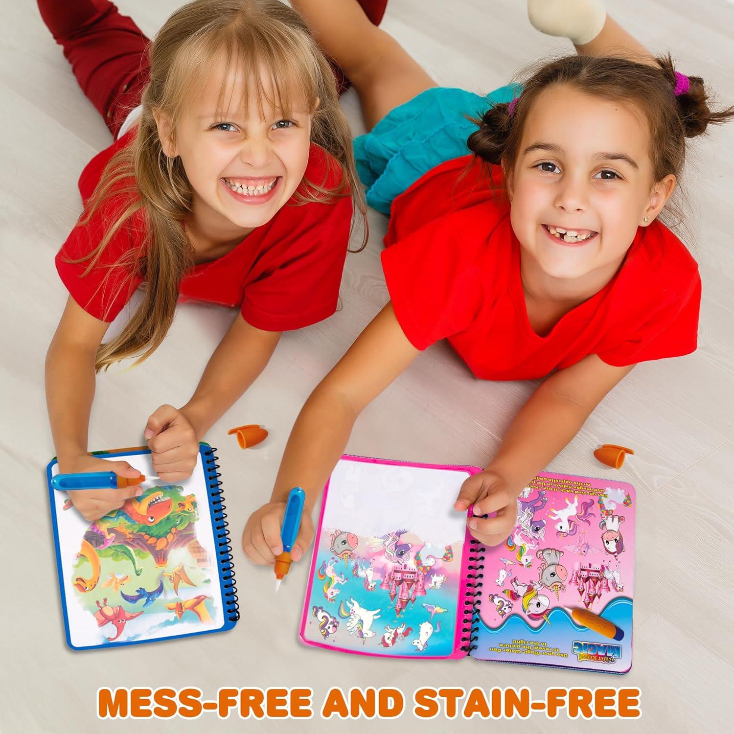 imageArtCreativity 4 Pack Magic Water Coloring Books for Toddlers Reusable Magic Water Pen Coloring Books for Kids  Mess Free Water Art Book for Toddlers  Travel Activity Toys NoMess Coloring