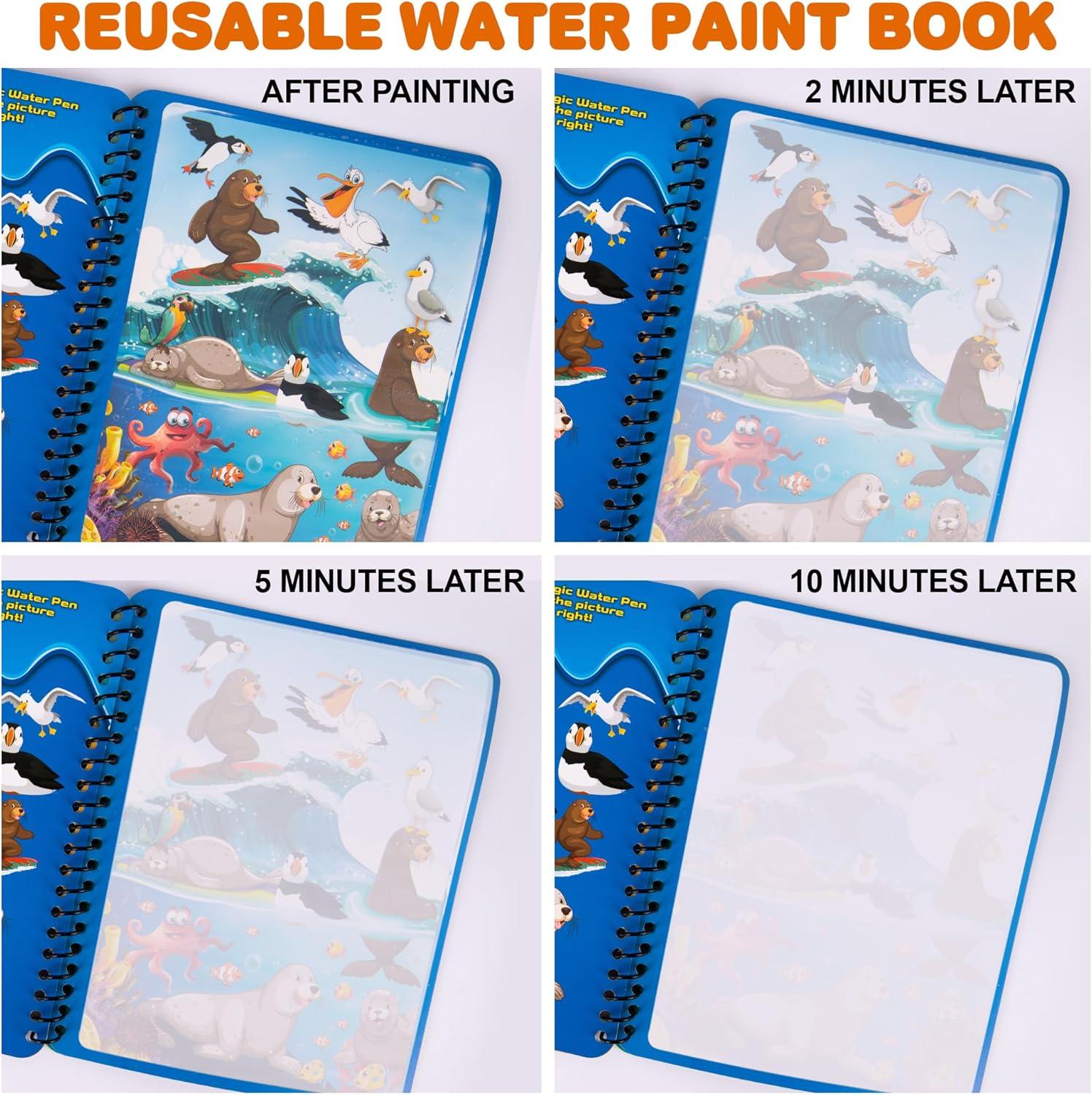 imageArtCreativity 4 Pack Magic Water Coloring Books for Toddlers Reusable Magic Water Pen Coloring Books for Kids  Mess Free Water Art Book for Toddlers  Travel Activity Toys NoMess Coloring