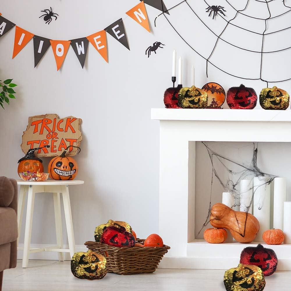 imageArtCreativity 6 Pieces Flip Sequins Pumpkin Halloween Toys ColorChanging Sequins Soft Stuffed Toys Fun Halloween Party Favors