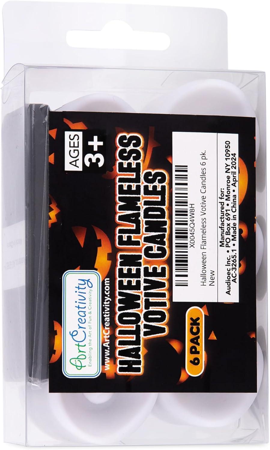 imageArtCreativity Flameless Halloween LED Candles  Set of 6 Battery Operated Votive Candles With Remote Timer and 12 Colors  Indoor Decorations