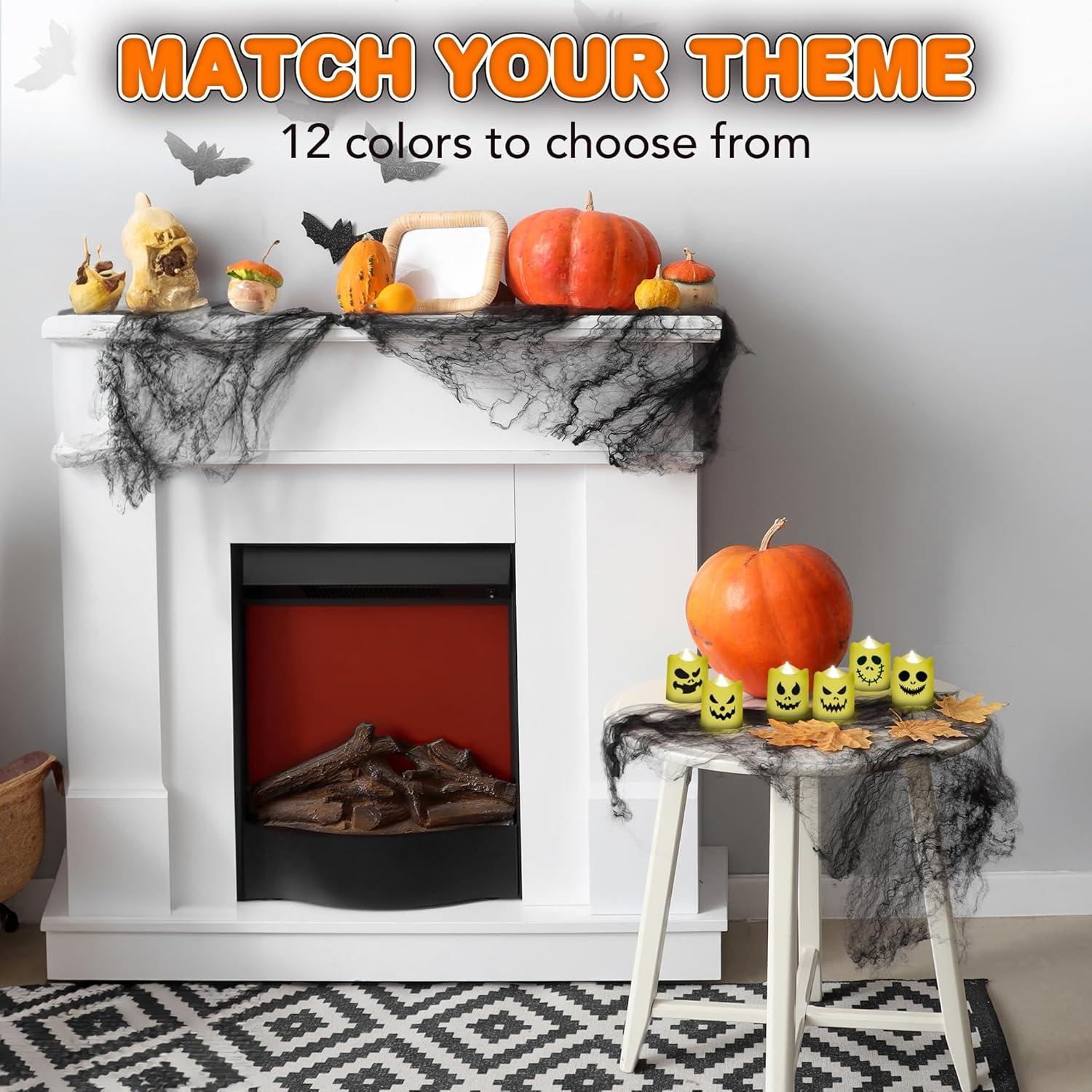 imageArtCreativity Flameless Halloween LED Candles  Set of 6 Battery Operated Votive Candles With Remote Timer and 12 Colors  Indoor Decorations