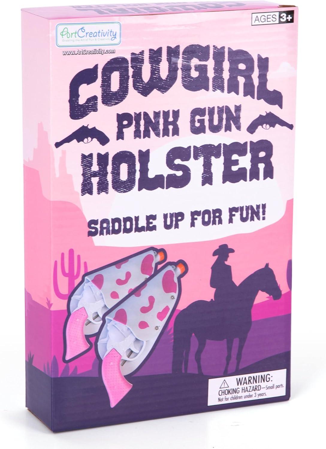 imageArtCreativity Pink Cowgirl Holster and Western Toy Gun Set Pink Toy Gun with Holster for Girls Cowgirl Costume 2 Gun Toys and Brown Western Belt Cowgirl Accessories for Girls Halloween Costume