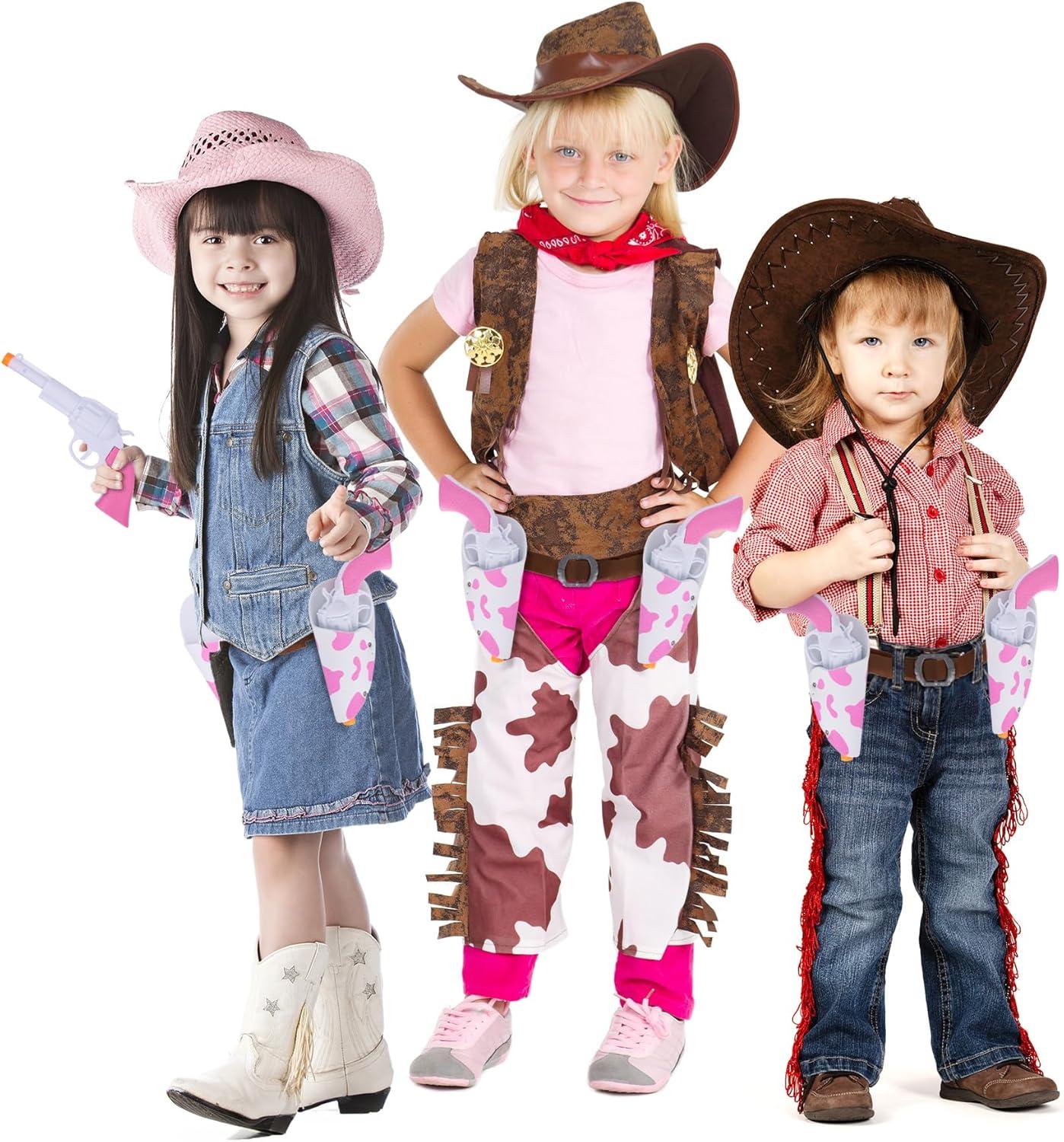 imageArtCreativity Pink Cowgirl Holster and Western Toy Gun Set Pink Toy Gun with Holster for Girls Cowgirl Costume 2 Gun Toys and Brown Western Belt Cowgirl Accessories for Girls Halloween Costume