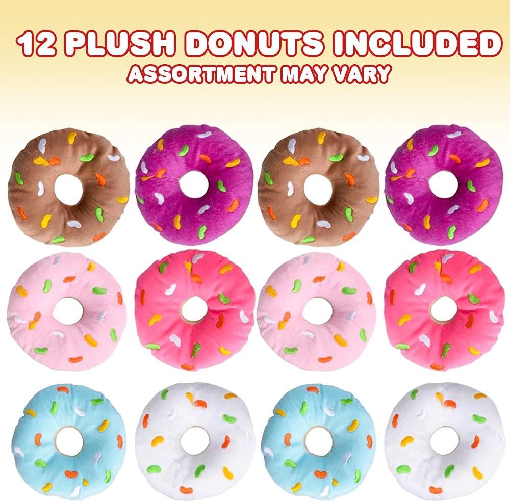imageArtCreativity Plush Donuts for Kids Set of 12 Soft Stuffed Donut Toys in Assorted Colors Cute Party Supplies Easter Basket Fillers 5 Inch