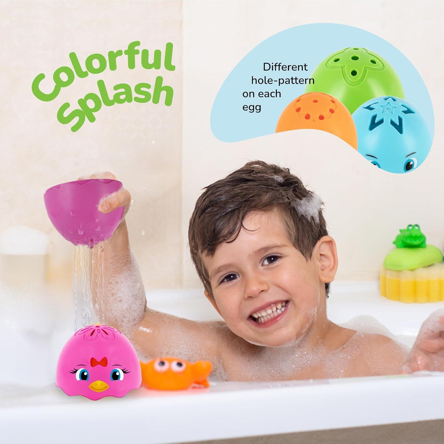 imageArtCreativity Stacking Egg Cup Bath Toy Set of 9 Colorful Baby Nesting Doll Bath Toys for Toddlers Ages 13 35 Stacking Bunny ampamp Chick Nesting Egg Toys for Kids Early Learning Bathtime Fun