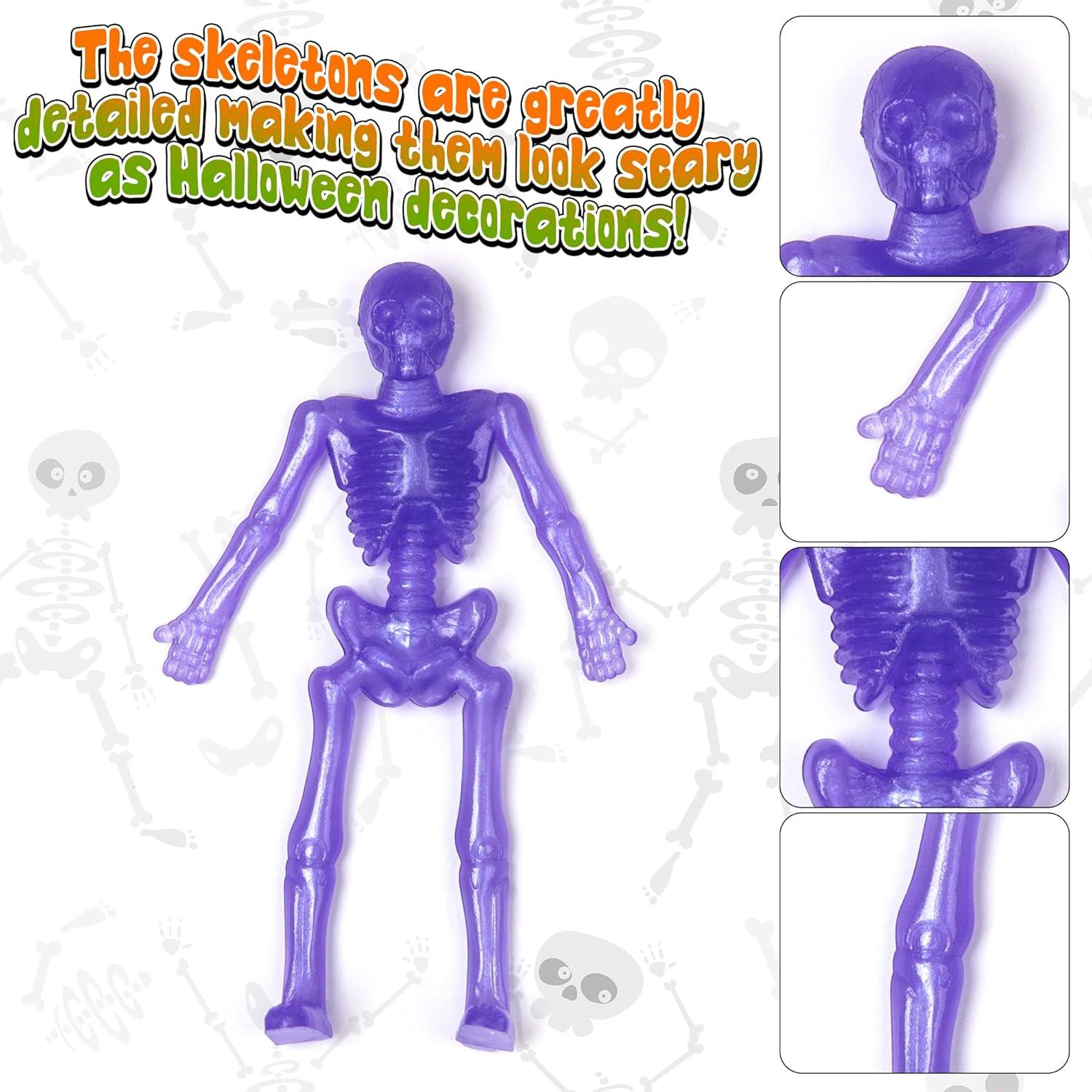 imageArtCreativity Super Stretchy Skeleton Toys  Set of 48  Halloween Toys for Kids in 10 Vibrant Colors  Stretch 7X Their Size  Halloween Party Favors Goodie Bag Fillers and Pinata Stuffers