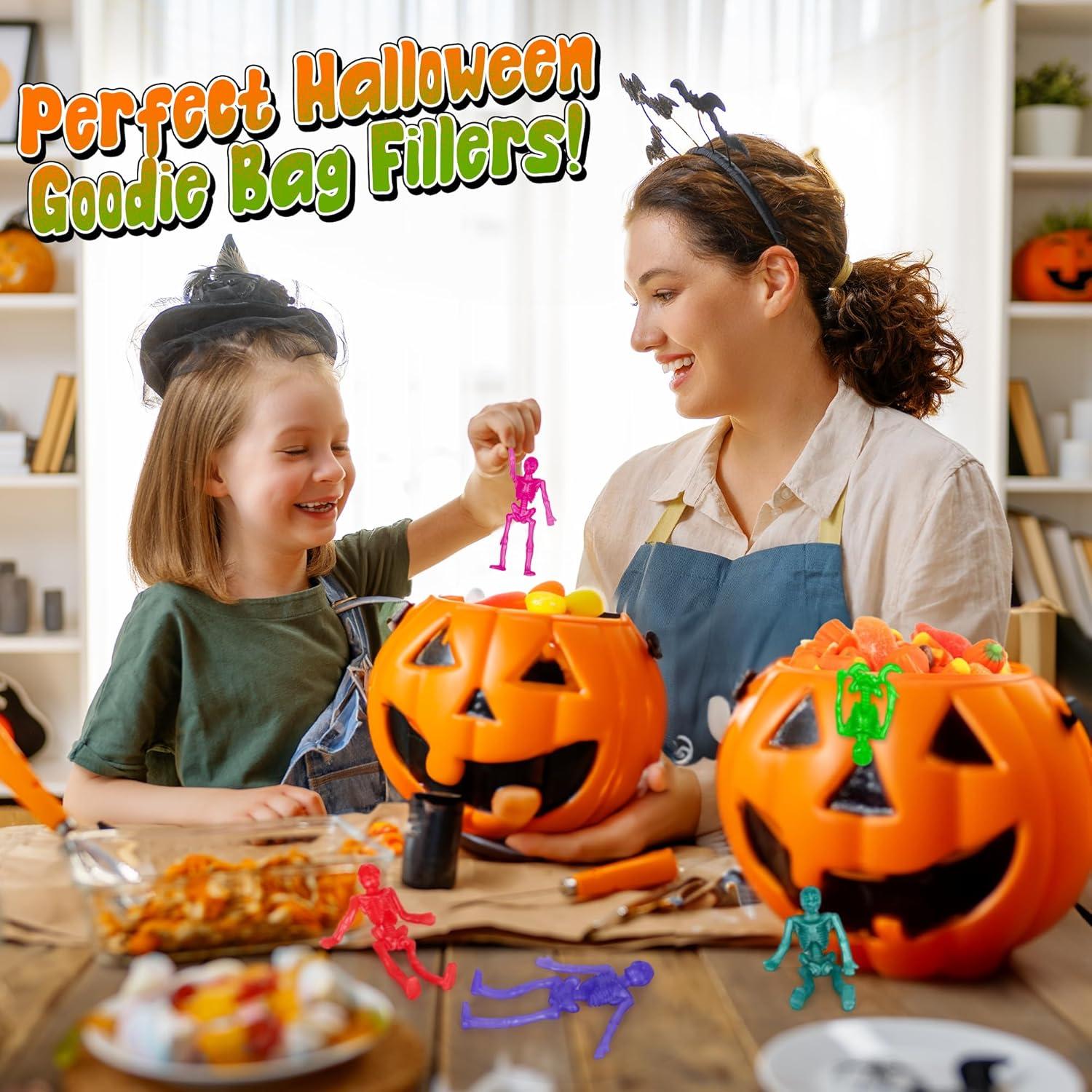 imageArtCreativity Super Stretchy Skeleton Toys  Set of 48  Halloween Toys for Kids in 10 Vibrant Colors  Stretch 7X Their Size  Halloween Party Favors Goodie Bag Fillers and Pinata Stuffers