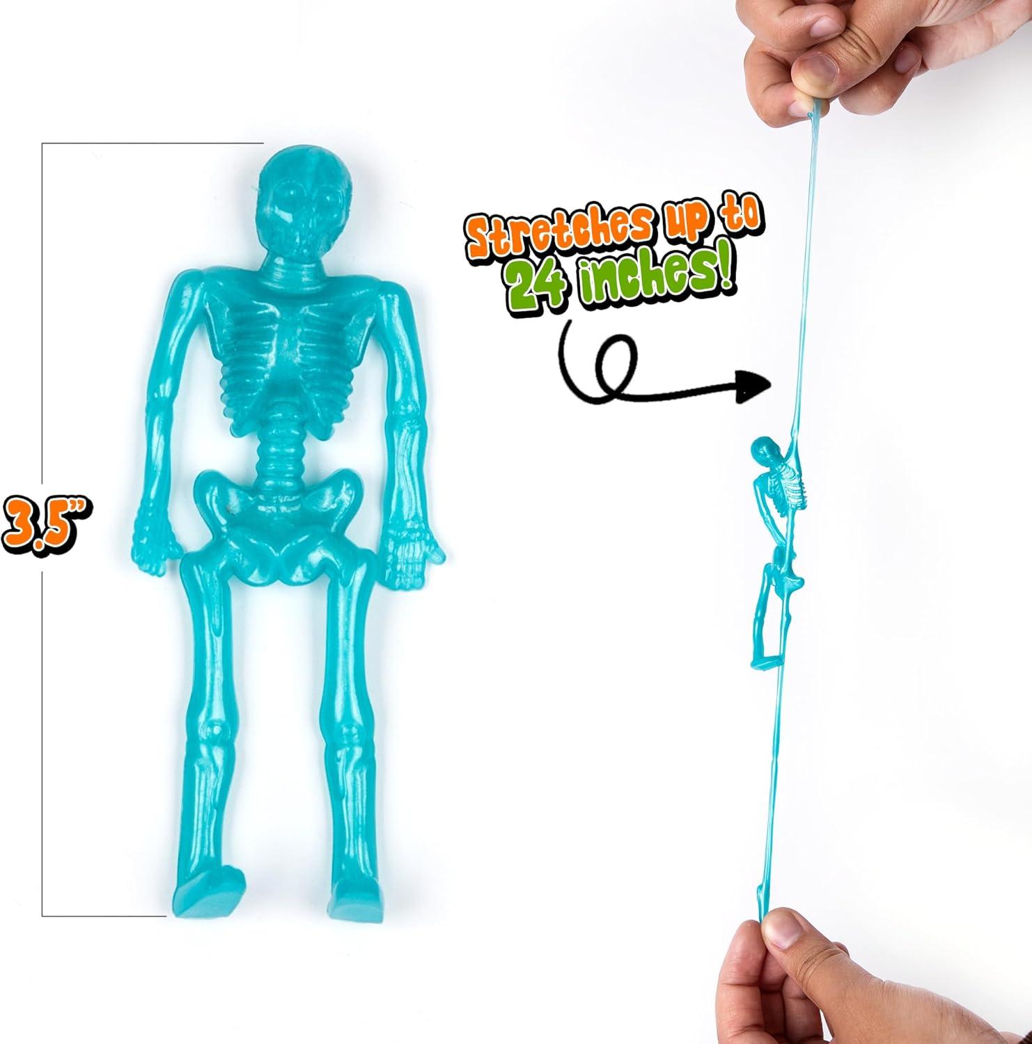 imageArtCreativity Super Stretchy Skeleton Toys  Set of 48  Halloween Toys for Kids in 10 Vibrant Colors  Stretch 7X Their Size  Halloween Party Favors Goodie Bag Fillers and Pinata Stuffers