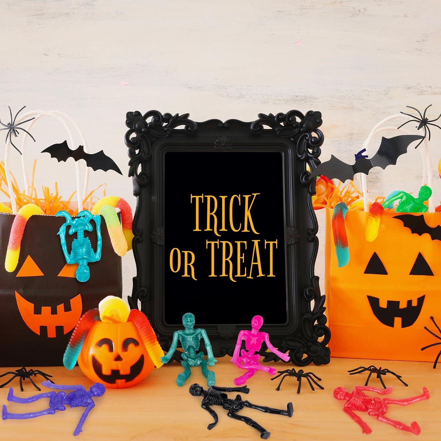 imageArtCreativity Super Stretchy Skeleton Toys  Set of 48  Halloween Toys for Kids in 10 Vibrant Colors  Stretch 7X Their Size  Halloween Party Favors Goodie Bag Fillers and Pinata Stuffers