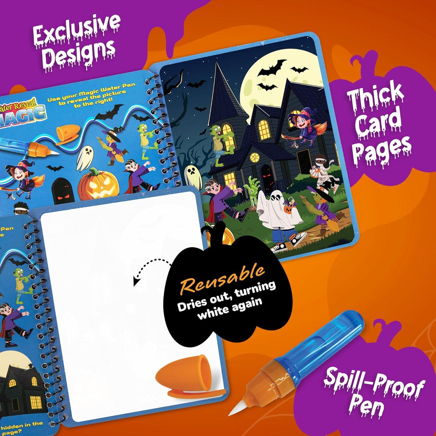 imageHalloween Party Favors for Toddlers 4 Pack Halloween Water Coloring Books for Kids Halloween Activities for Kids Boo Basket Stuffers Halloween Treats Halloween Toys Toddler Travel Essentials Gift for Toddlers