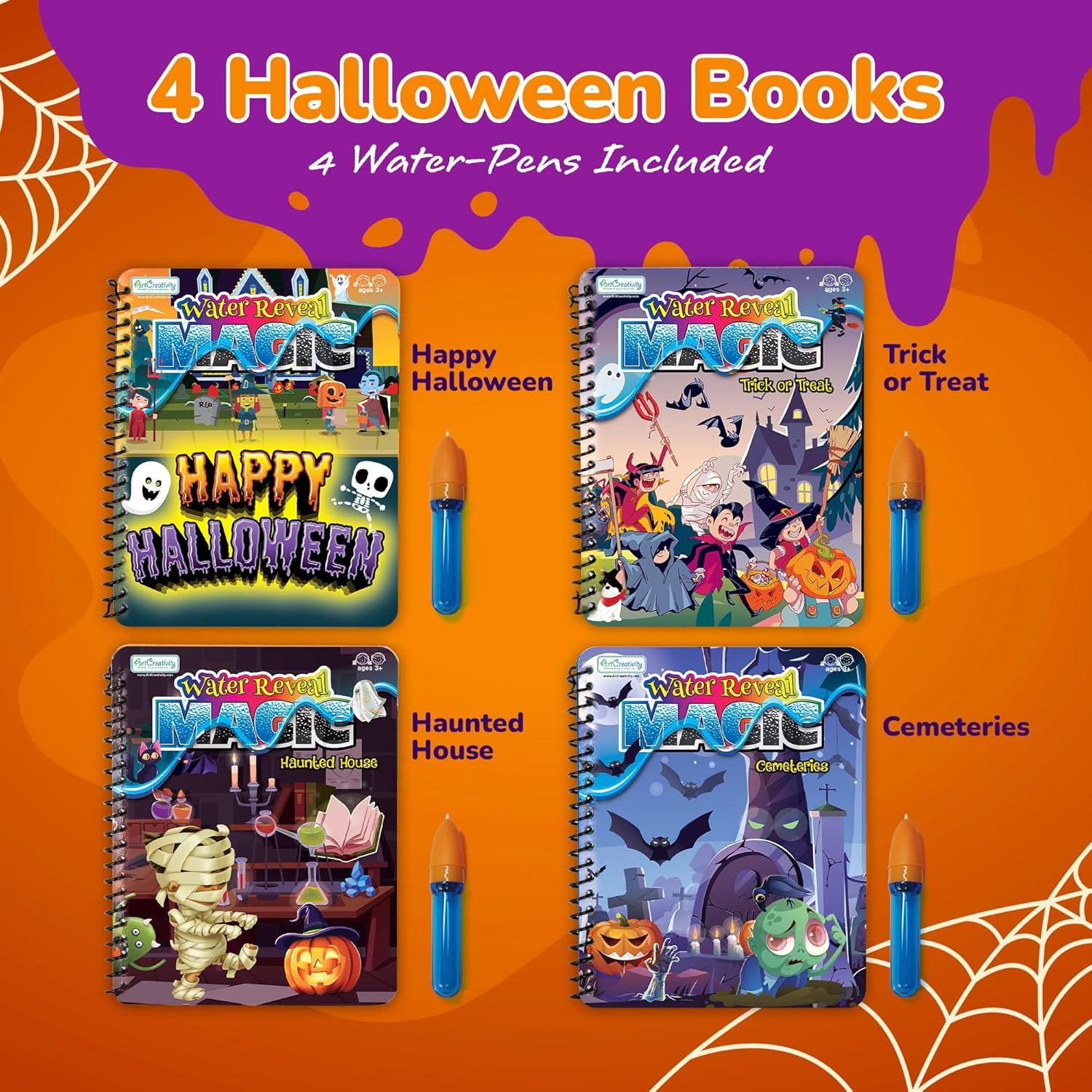 imageHalloween Party Favors for Toddlers 4 Pack Halloween Water Coloring Books for Kids Halloween Activities for Kids Boo Basket Stuffers Halloween Treats Halloween Toys Toddler Travel Essentials Gift for Toddlers