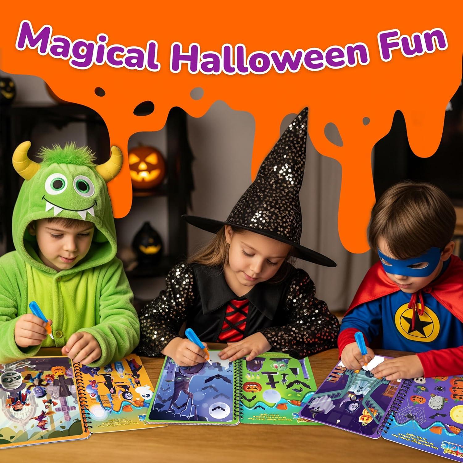 imageHalloween Party Favors for Toddlers 4 Pack Halloween Water Coloring Books for Kids Halloween Activities for Kids Boo Basket Stuffers Halloween Treats Halloween Toys Toddler Travel Essentials Gift for Toddlers