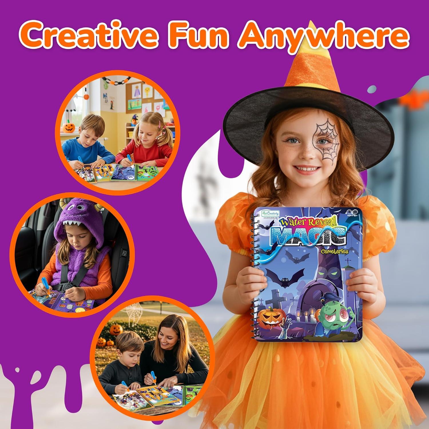 imageHalloween Party Favors for Toddlers 4 Pack Halloween Water Coloring Books for Kids Halloween Activities for Kids Boo Basket Stuffers Halloween Treats Halloween Toys Toddler Travel Essentials Gift for Toddlers