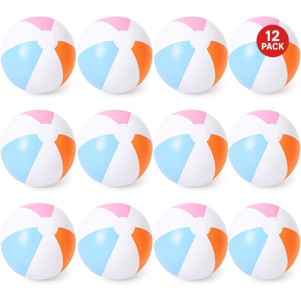 imageArtCreativity 12 Inch Inflatable Beach Balls for Kids Pack of 12 Beach Balls for Pool Inflatable Summer Toys for Boys and Girls Decorations for Hawaiian Beach and Pool Party Favors