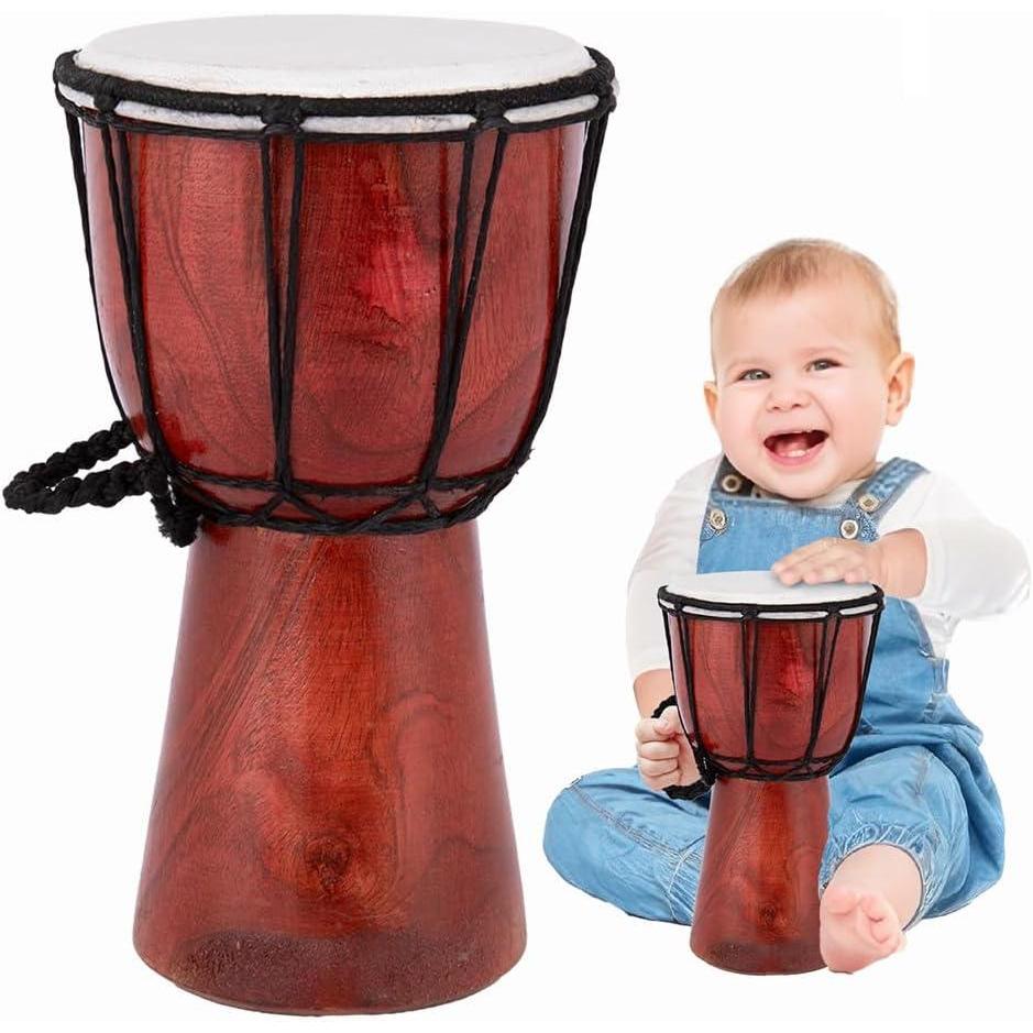 imageArtCreativity 8 Inch Mini Wooden Toy Drum for Kids  Rustic Brown Wood Djembe  Fun Musical Instrument Baby Drum Toy  Gift Idea Birthday Party Favor for Boys Girls Toddler and Baby8 Inch