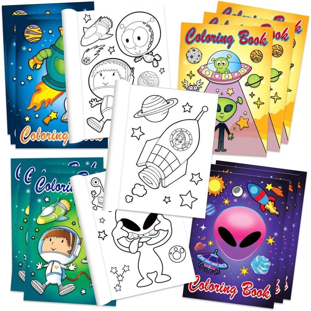 imageArtCreativity Assorted Mini Alien Coloring Books for Kids Pack of 20 Small Color Booklets in 4 Designs Halloween Party Favors for Kids Outer Space Goodie Bag Fillers for Boys and Girls