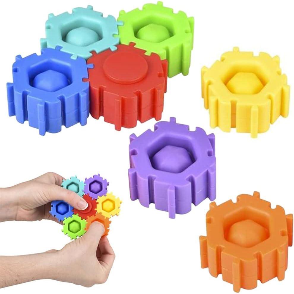 imageArtCreativity Bubble Popper Blocks Set of 2 Sensory Toys for Kids That You Can Pop Build and Spin 7Piece Pop It Fidget Toys for Kids Great as Fidget Party Favors and Goodie Bag Fillers