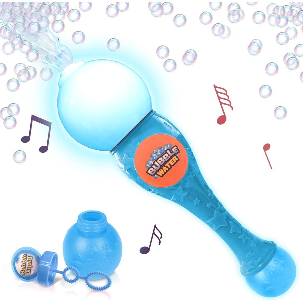 imageArtCreativity Bubble Wand for Kids Toys Light Up Automatic Bubble Blower Maker Wand with LED ampamp Music Toddler Bubble Toy Fluid ampamp Batteries Included Great Gift Idea Bubbles Party Favor  BlueBlue