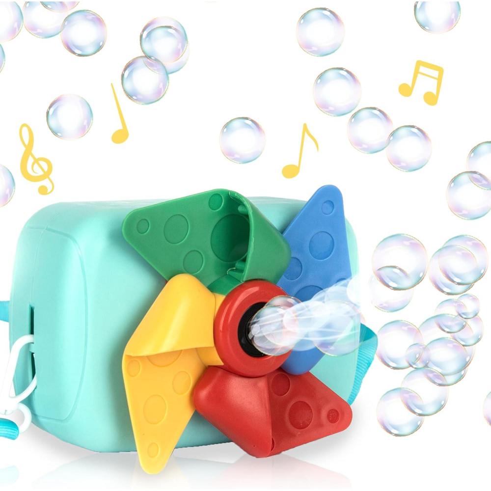 imageArtCreativity Camera Bubble Machine for Kids  Camera Shaped Bubble Toy with Neck Strap and Solution  Small Bubble Machine for Kids with Sounds Music and Lights for Extra Fun