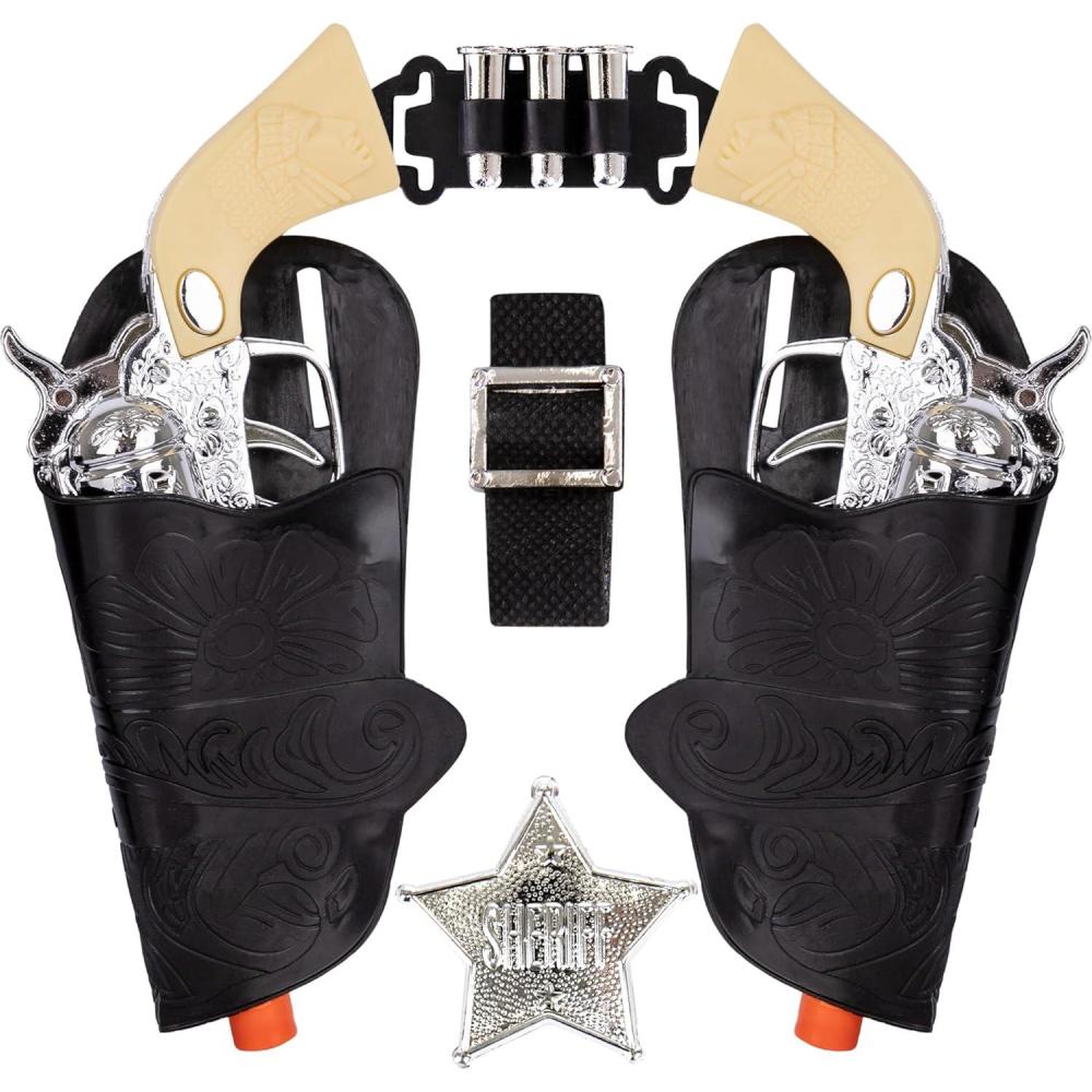 imageArtCreativity Cowboy Toy Gun Holster and Belt 9 Piece Set for Kids 2 Toy Pistols 1 Sheriff Badge 2 Gun Holsters and 3 Play Bullets 1 Adjustable Belt Old Western Action Belt for Sheriff
