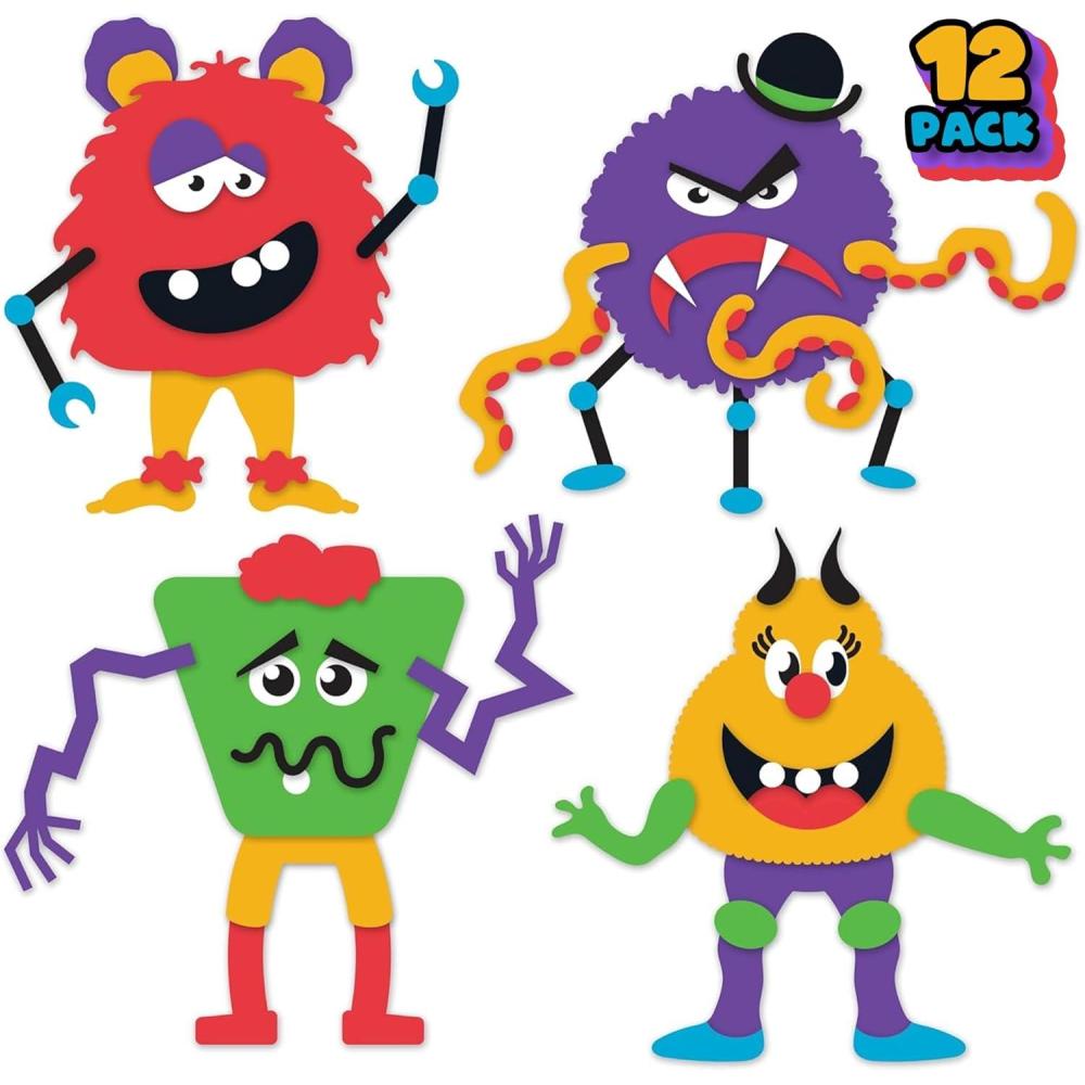 imageArtCreativity DIY Halloween Monster Craft Kit  12 Sets  SelfAdhesive Foam Crafts for Kids  NoGlue MessFree Arts ampamp Crafts  Fun Classroom Activity ampamp Halloween Party Favor