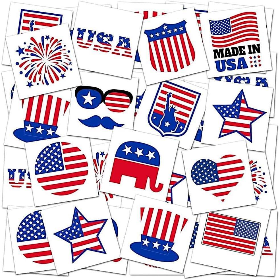 imageArtCreativity Dragon Individual Temporary Tattoos for Kids  Bulk Pack of 144 PreCut Dragons Tattoos in Assorted Designs NonToxic 2 Inch  Dragon Tattoo Birthday Party Favors Goodie Bag StuffersPatriotic