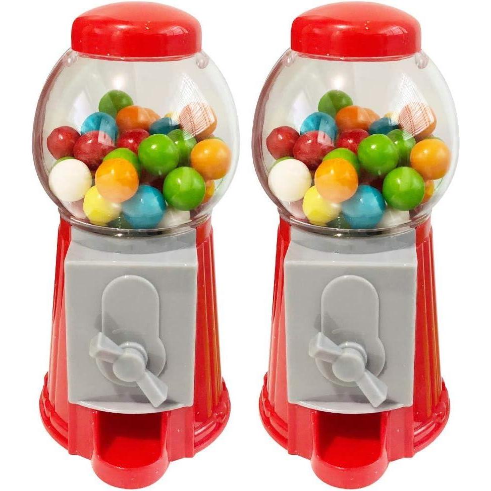 imageArtCreativity Gumball Machine for Kids Set of 2 65quot Desktop Bubble Gum Mini Candy Dispenser Unique Money Saving Coin Bank Valentines Gift Vintage Office Desk Decoration Gumballs not IncludedRed