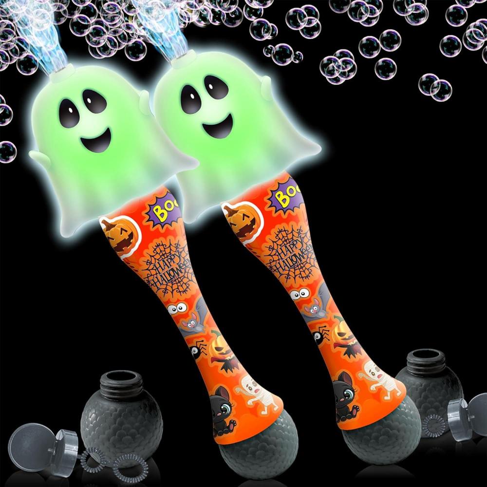 imageArtCreativity Halloween Bubble Wand for Kids 14quot Light Up Ghost Bubble Wand for Toddlers with LED ampamp Halloween Music Halloween Boo Basket Stuffers for Kids Halloween Toys for ToddlersPack of 2