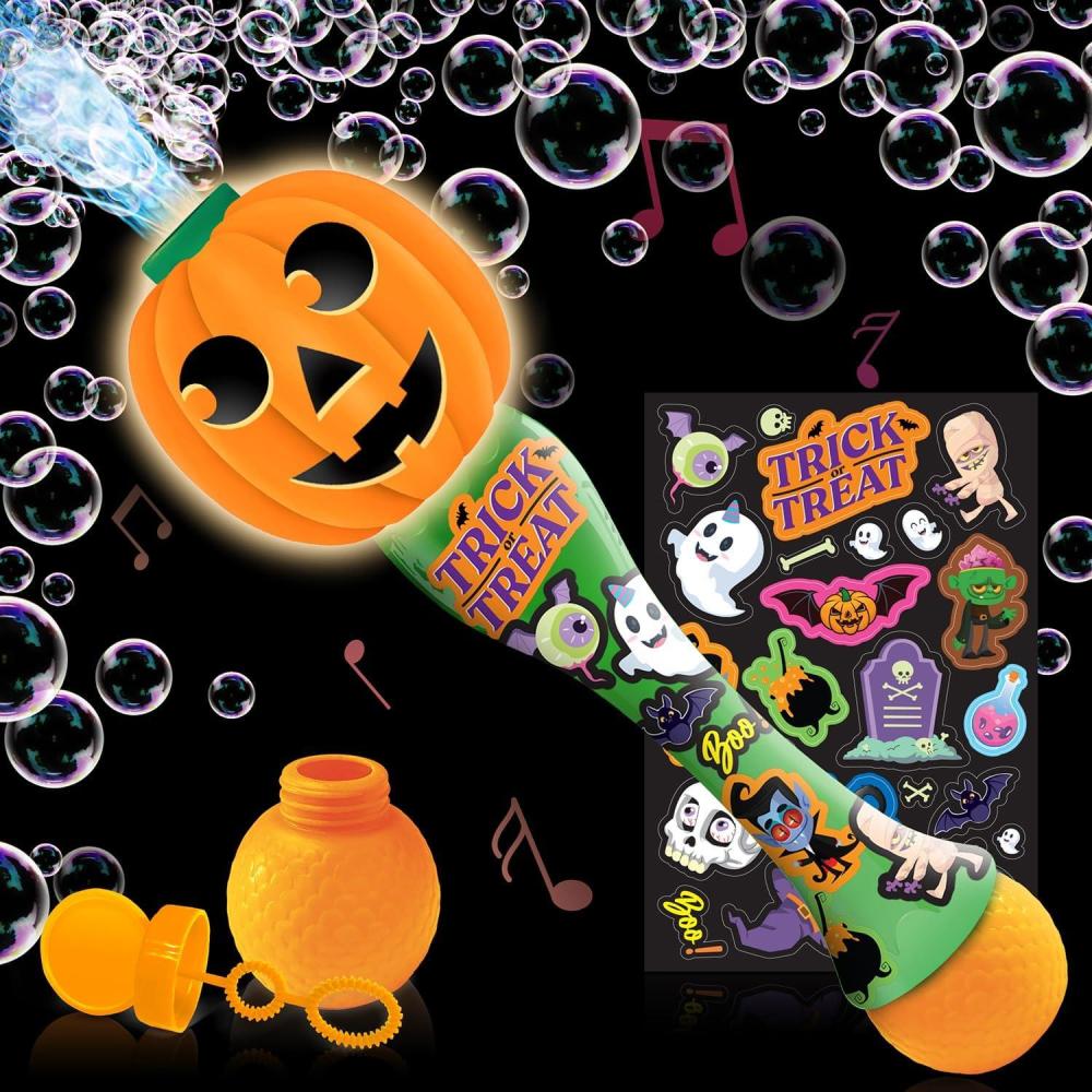 imageArtCreativity Halloween Bubble Wand for Kids 2 Pack 14quot Light Up Pumpkin Bubble Wand with LED ampamp Halloween Music Halloween Boo Basket Stuffers for Kids Halloween Toys for ToddlersPack of 1