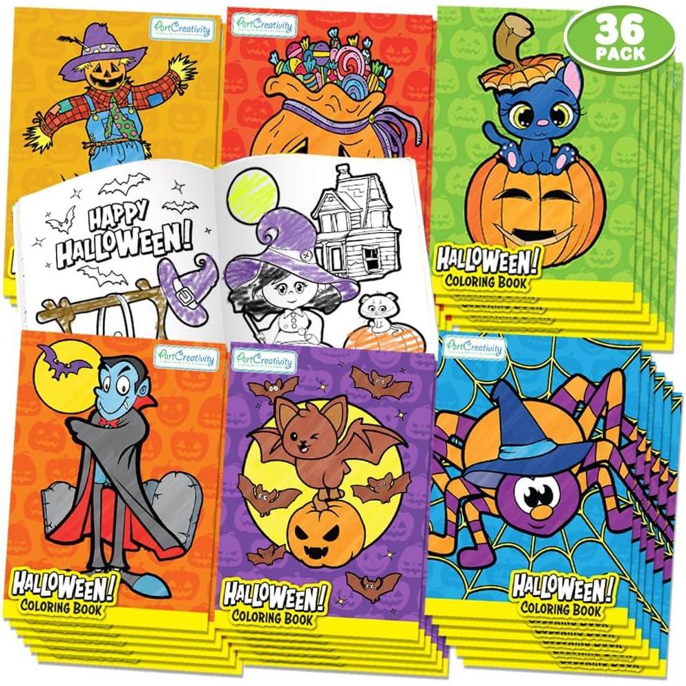imageArtCreativity Halloween Coloring Books for Kids  36Pack Mini 57 Booklets  NonCandy TrickorTreat Favors Goodie Bag Fillers Classroom Prizes Party Handouts ampamp Fall Crafts36 Pack