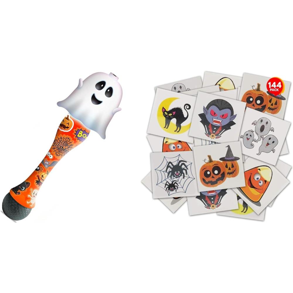 imageArtCreativity Halloween Party Favors Set  Includes 1 Halloween Light up Ghost Bubble Blower Wand  Halloween Temporary Tattoos Pack of 1442 Inch
