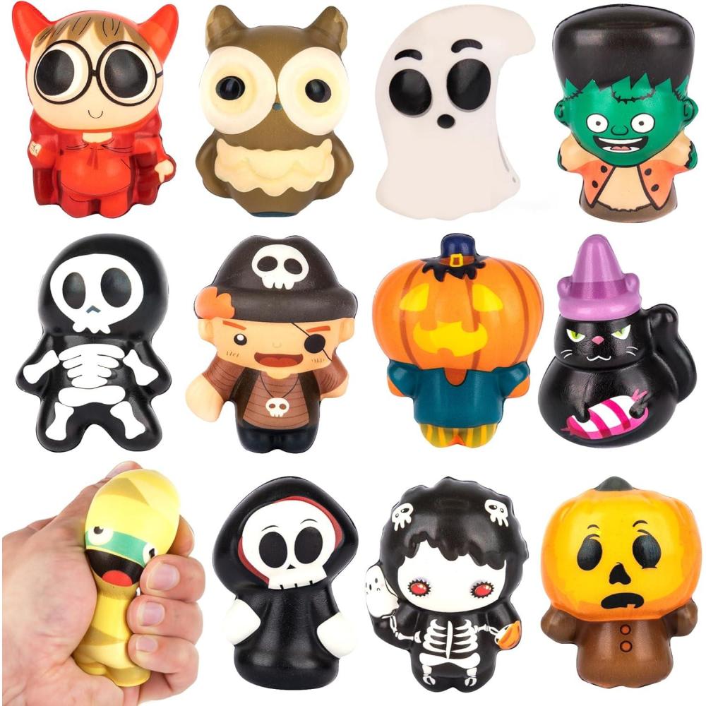 imageArtCreativity Halloween Squishy Toys for Kids  Set of 12 3 inch Halloween Squishies  Slow Rising Squishy Halloween Stress Toys  Non Candy Trick or Treat  Spooky Party FavorsSmall