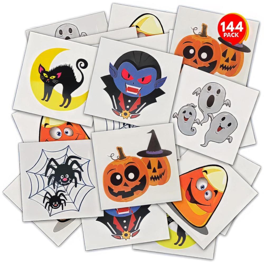 imageArtCreativity Halloween Temporary Tattoos for Kids  Pack of 1442 Inch NonToxic Tats Stickers for Boys and Girls Best for Halloween Party Favors Treats Dcor Goodie Bags  6 Assorted Designs