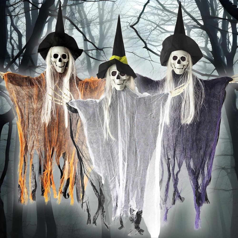 imageArtCreativity Hanging Witches  3ft x 2ft Halloween Witch Decor with Bendable Foam Arms for Indoor and Outdoor Use  Spooky Outdoor Decorations