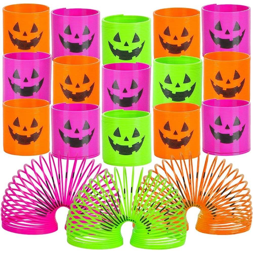 imageArtCreativity JackOLantern Coil Springs Set of 48 Plastic Pumpkin Mni Slinky Toys in Assorted Colors NonCandy Halloween Treats Spooky Gifts Fun Party Favors Goodie Bag Fillers for Kids