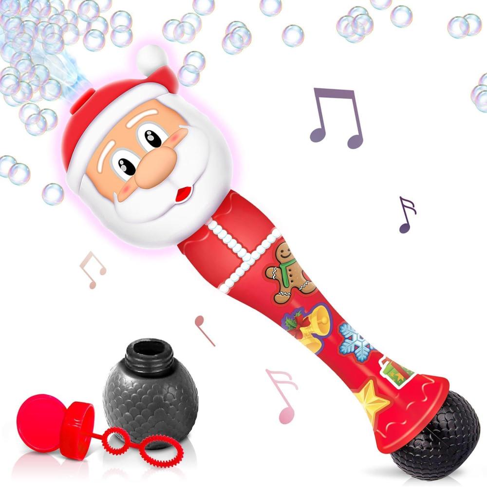 imageArtCreativity Light Up Christmas Santa Bubble Wand for Kids 14quot Bubble Blower with Lights ampamp Sound Effects Bubbles for Kids Ages 16 Bubble Toys Christmas Goodie Bag Stocking Stuffers for ToddlersChristmas Bubble Wand 1 Pack
