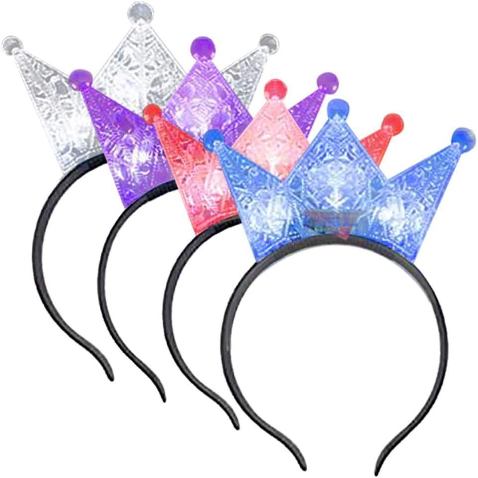 imageArtCreativity Light Up Crowns for Kids Set of 4 LED Headband Crowns for Girls and Boys Princess Party Supplies Princess Halloween Costume Accessories Cute Light Up Birthday Party Favors