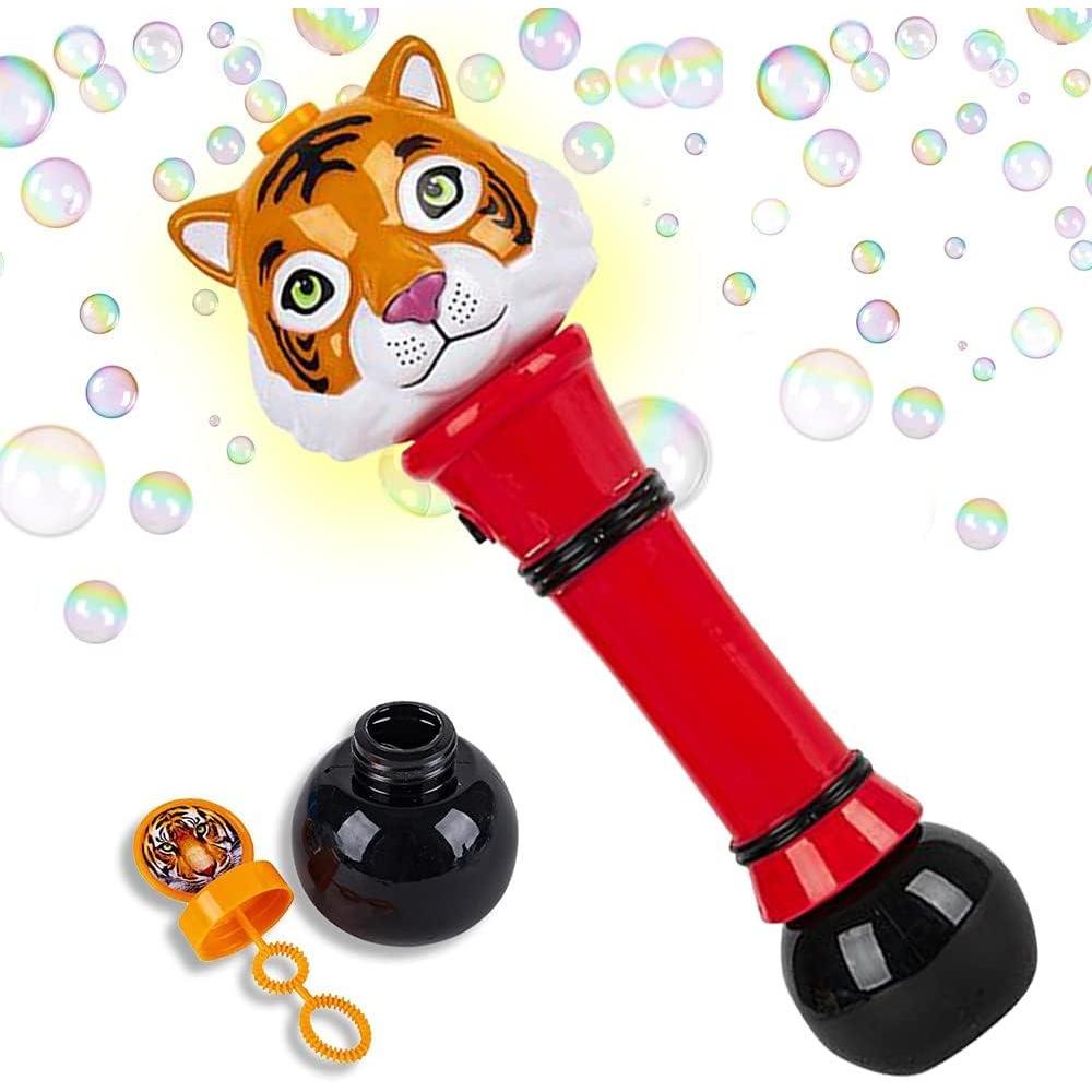 imageArtCreativity Light Up Tiger Bubble Blower Wand 12 Inch Illuminating Bubble Blower with Thrilling LED Effects for Kids Batteries and Bubble Fluid Included Great Gift Idea Party Favor