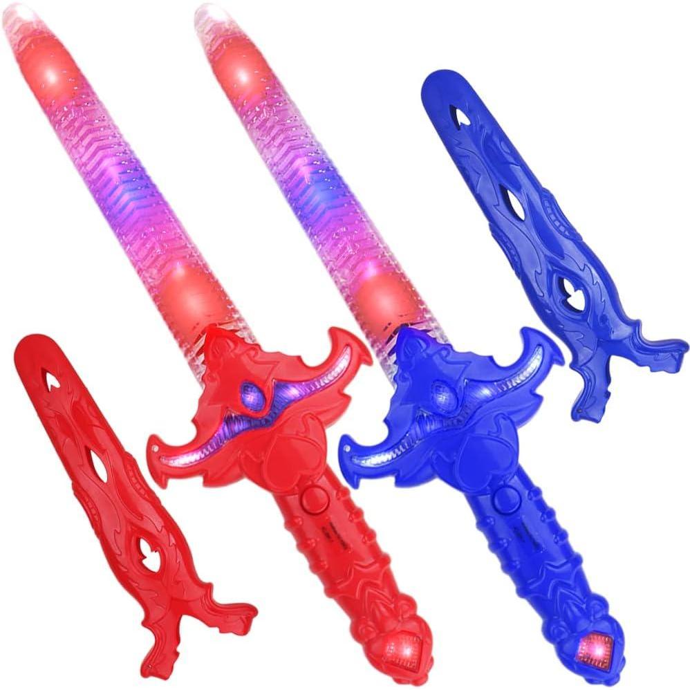 imageArtCreativity Light Up Toy Swords with Sounds LED Toy Set with Removable Covers Plastic Swords Warrior Halloween Costume Accessories Light Up Halloween Toys for Kids