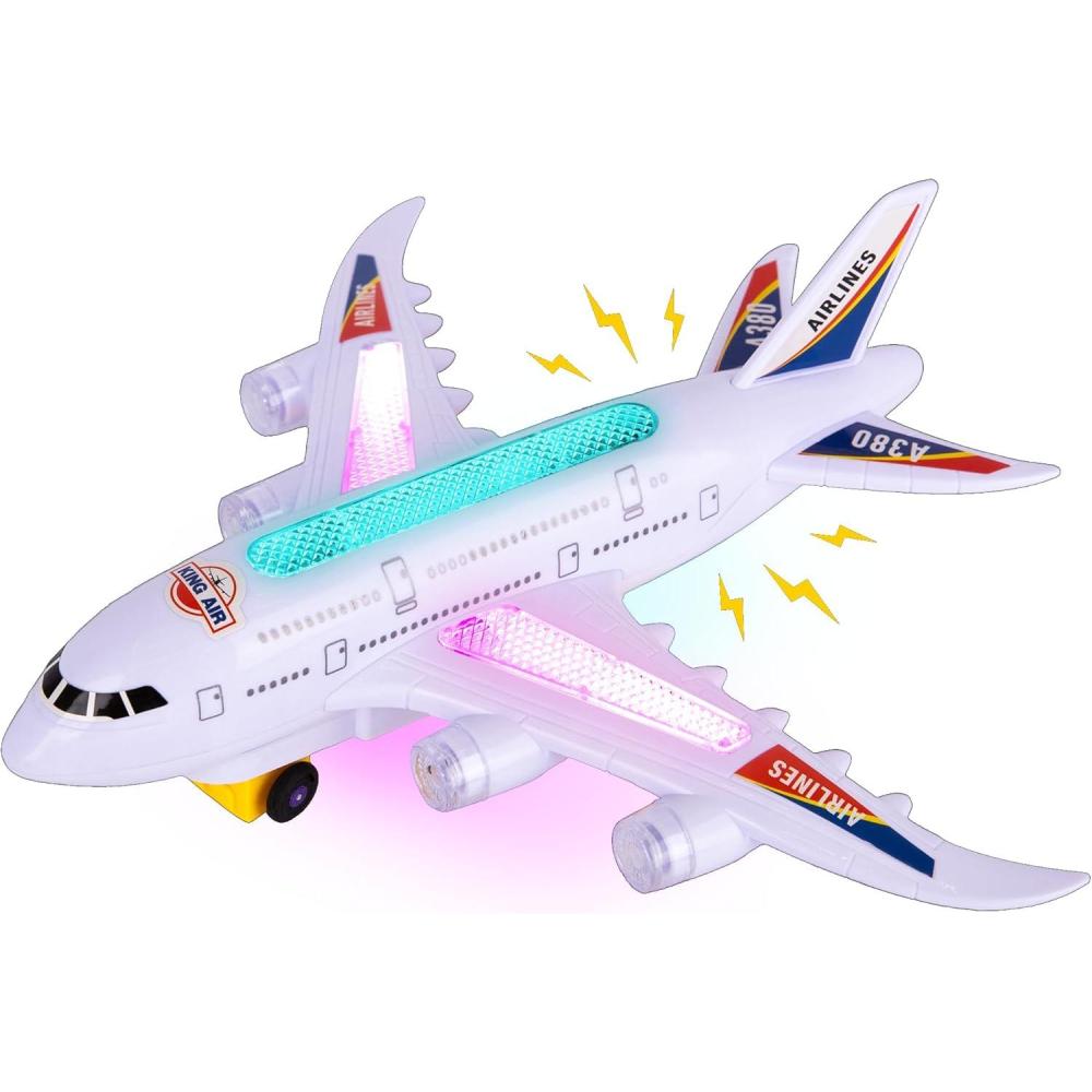 imageArtCreativity LightUp Airplane Toy  Kids Airplane Toy with Takeoff Sounds LED Lights and Moving Wheels  Bump and Go Action for Kids Ages 48 Boys and Girls Birthday Present