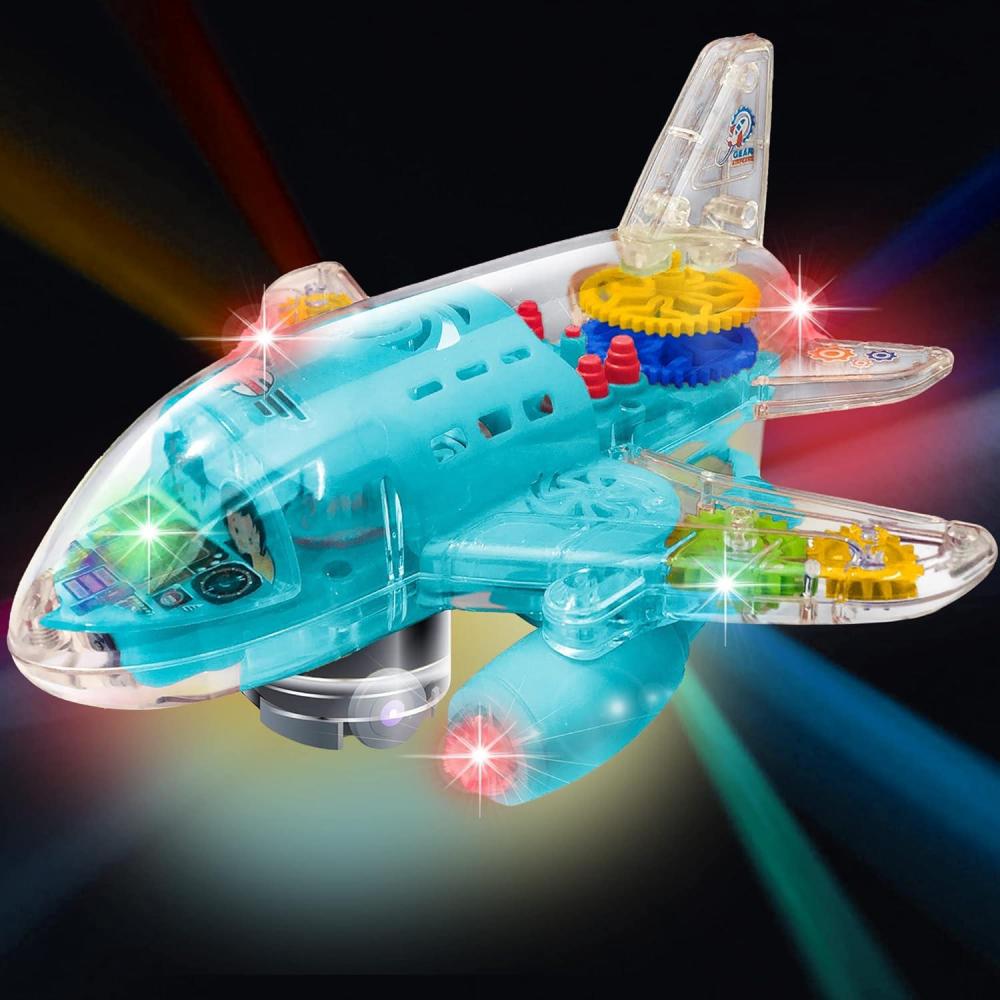 imageArtCreativity LightUp Transparent Airplane Toy for Toddlers 13 Fun BumpandGo Plane Toy for Kids 35 with Colorful Moving Gears Music and LED Effects  Perfect Airplane Gift for Boys and Girls