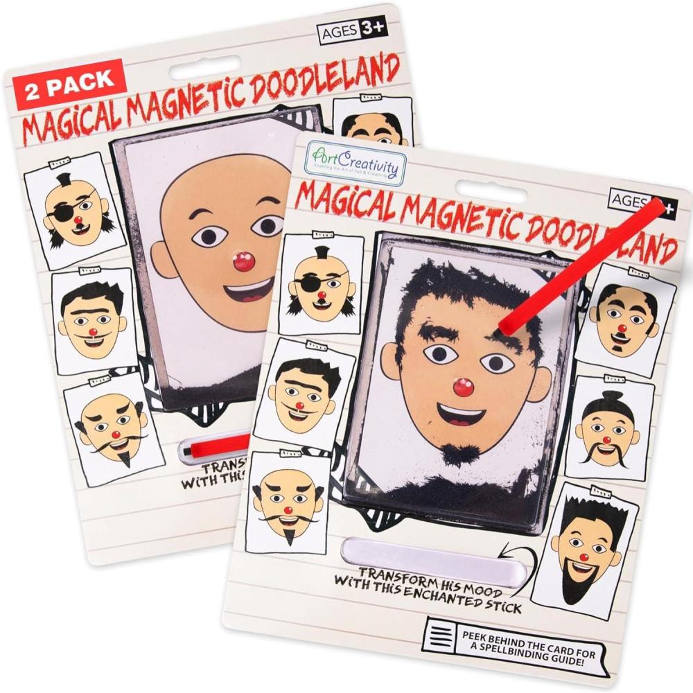 imageArtCreativity Magnetic Drawing Face  2 Pack  Travel Toys for Kids Magnetic Toys Game Magnet Drawing Doodle Board for Kids  Retro Toy Vintage Toy Travel Essentials Games for Ages 32 Pack