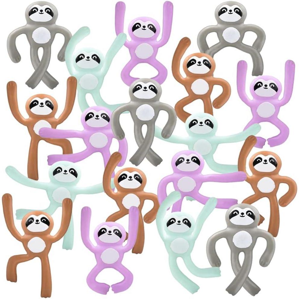 imageArtCreativity Mini Bendable Sloth Toys Set of 48 Bendable Animal Toys for Kids in Assorted Colors Portable Stress Relief Toy for Kids Fidget Toy for Boys and Girls and Zoo Party Favors