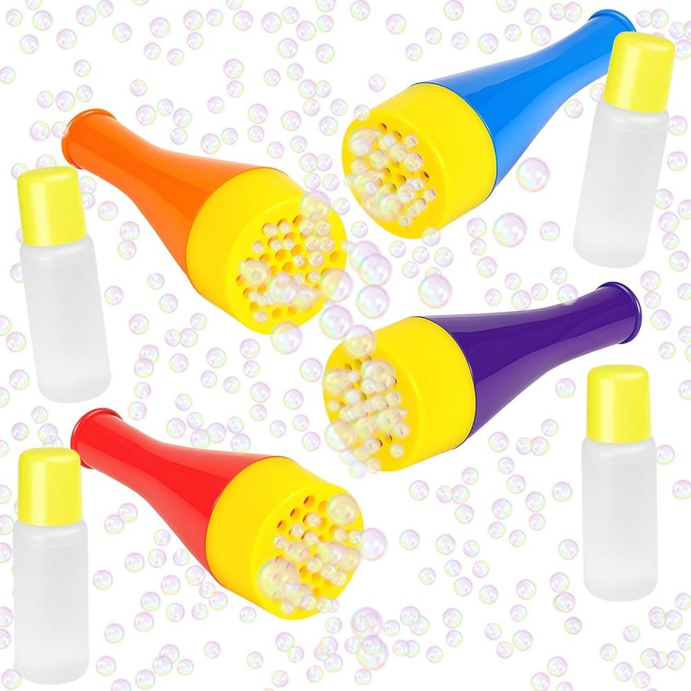 imageArtCreativity Mini Blizzard Bubble Blower Set  4Pack Bubble Blasters with Bubble Mixture  Colorful Bubble Pipe Toys for Kids  Fun Summer Bubble Trumpet Set for Outdoor Play and Party Favors