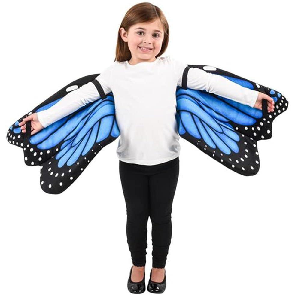 imageArtCreativity Plush Wearable Butterfly Wings 1 Pair Butterfly Wings for Girls ampamp Boys in Blue Kids Butterfly Halloween Costume Made of Soft Material Dress Up Accessories for Children