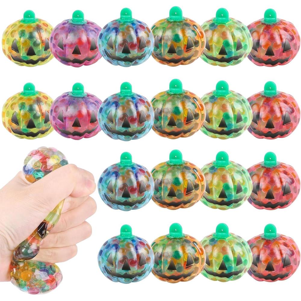 imageArtCreativity Pumpkin Halloween Squeeze Toys  Set of 24 Squishy Toys  Stress Relief Squishy Toys for Kids in 6 Colors  NonCandy Halloween Goodie Bag Stuffers  Sensory Fidget Squeeze Toys