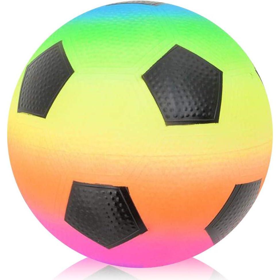 imageArtCreativity Rainbow Playground Ball for Kids with Hand Pump Bouncy 9 Inch Kick Ball for Backyard Park and Beach Outdoor Fun Durable Outside Play Toys for Boys ampamp Girls Rainbow Soccer