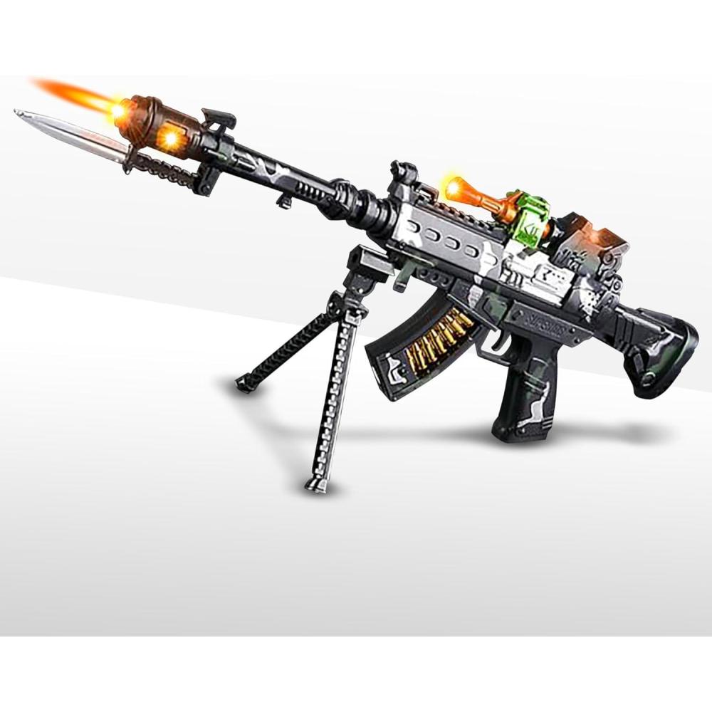 imageArtCreativity Special Forces Toy Machine Gun with LEDs Sound ampamp Bayonet  22 Kids Light Up Military Assault Rifle  Cool Stand ampamp Shoulder Strap  Batteries Included  Great Gift for Boys and Girls