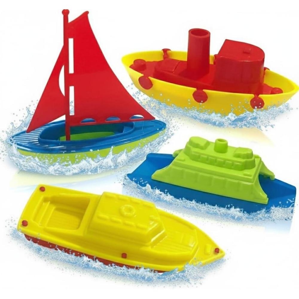 imageArtCreativity Toy Boats for Water Play 4 Pack Pool Toys for Toddlers 35 Floating Toddler Pool Toys Plastic Sailing Toy Boats for Bathtub Summer Beach Play Cute Party Favors for Boys ampamp GirlsMultiPack Set of 4
