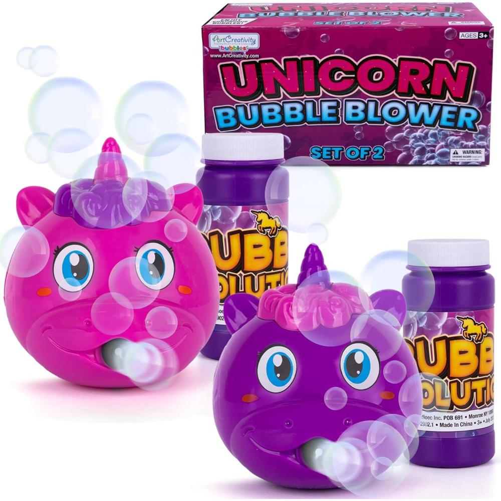 imageArtCreativity Unicorn Bubble Machine for Kids Set of 2 Bubble Blower with Bubble Solution Included Pink ampamp Purple Unicorn Bubble Toys for Girls ampamp Boys Princess Party Favors ampamp Goodie Bag Filler